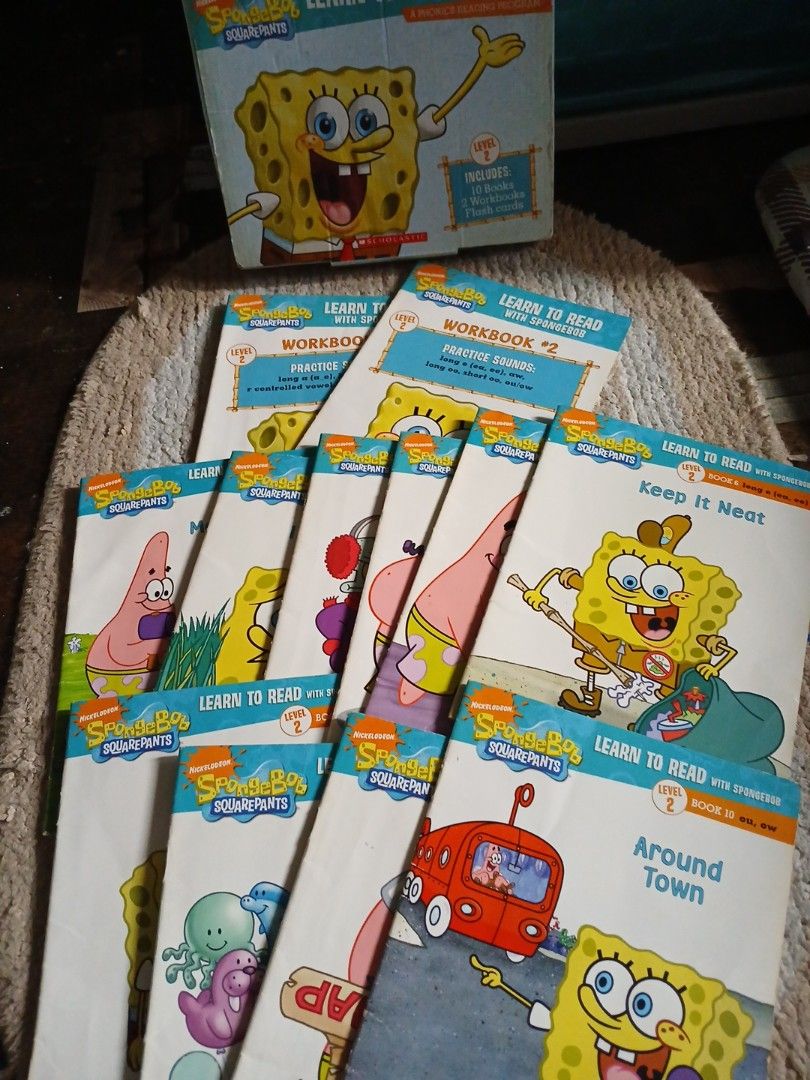Spongebob quarepants Learn to Read Level 2 Set (Category: Children's Books) located in Manila. Submitted by diczenestr94951 (Listing ID 1415246348, Image 1). Description: - Spongebob Squarepants Learn to Read Level 2 set - Includes: - 10 Books - 2 Workbooks - Features Spongebob and friends - Designed for children learning to read - Uses a phonics reading program - Workbooks provide practice with specific sounds note:wala lang flash cards walang p