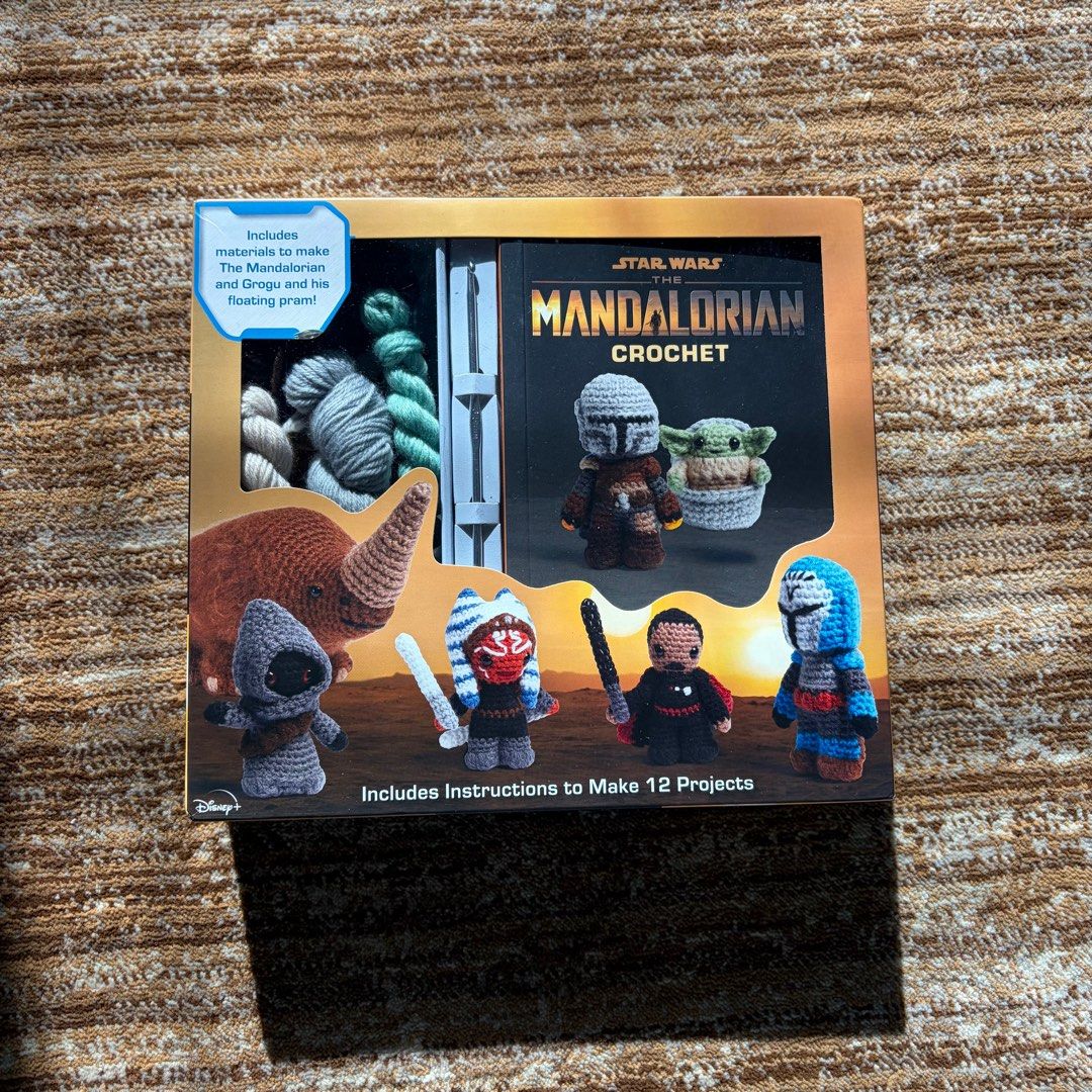 Star Wars The Mandalorian Crochet Kit (Category: Handmade Craft) located in Quezon City. Submitted by gormbox (Listing ID 1415412053, Image 1). Description: Create 12 characters from The Mandalorian with this crochet kit! Includes patterns for characters from Seasons 1 and 2, including Mando, Grogu, Ahsoka Tano, and more. The kit includes all the materials needed, such as yarn, embroidery floss, a crochet hook, stuffing, safety eyes, and a yarn n