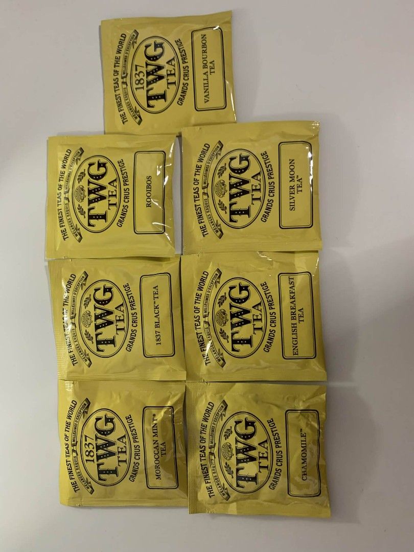 TWG Tea Assorted Flavors (Category: Beverages) located in Manila. Submitted by warmgem.a59c42 (Listing ID 1415349970, Image 2). Description: - Assorted TWG Tea sachets - Flavors: 1837 Black Tea, Vanilla Bourbon Tea, Moroccan Mint Tea, Chamomile, English Breakfast Tea, Silver Moon Tea, and more! - Each sachet is individually wrapped. - Perfect for trying different TWG tea flavors..