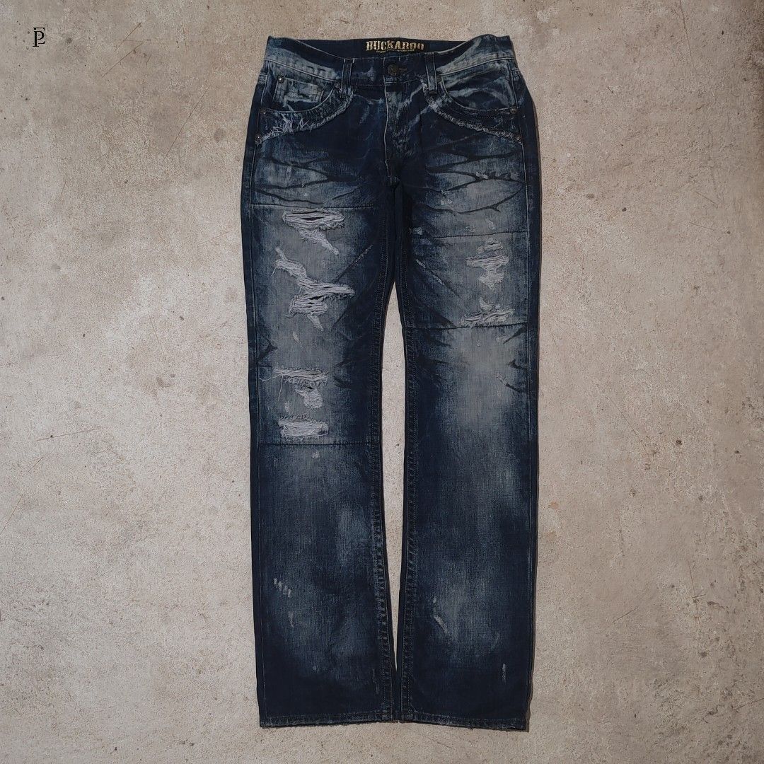 Y2k Buckaroo Pants w/ Distressed Pattern (Category: Jeans) located in Rizal. Submitted by elpappi_collection (Listing ID 1415388672, Image 3). Description: Design ung Distress at ung patch sa loob. Based on research.