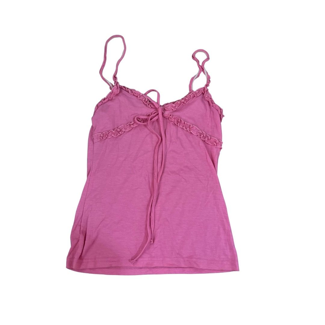Y2k Pink Cami Top with Ruffle Details (Category: Sleeveless) located in Cebu City. Submitted by rtclle (Listing ID 1415271567, Image 1). Description: - Size small.