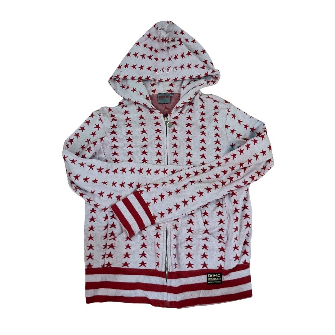 Y2k Pink Star Pattern Hoodie (Category: Coats, Jackets and Outerwear) located in Cebu City. Submitted by rtclle (Listing ID 1415270695, Image 1). Description: - Size xs-s - Has blue stains on the armpit area.
