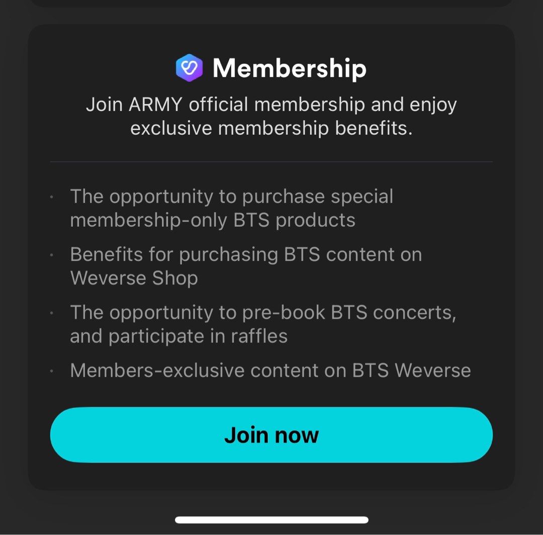 2026 ARMY MEMBERSHIP (PURCHASE ASSISTANCE) (Category: Announcements) located in Las Pinas. Submitted by chaiishoppeph (Listing ID 1415498888, Image 2). Description: 2026 ARMY MEMBERSHIP Sa mga gusto makapag avail ng paid contents sa weverse account and also once na mag release ng pre sale concert ticket, eto na yung chance nyo to avail the membership. 🥰 you will get exclusive membership benefits. 💜 Open for Purchase Assistance ARMY Membership -