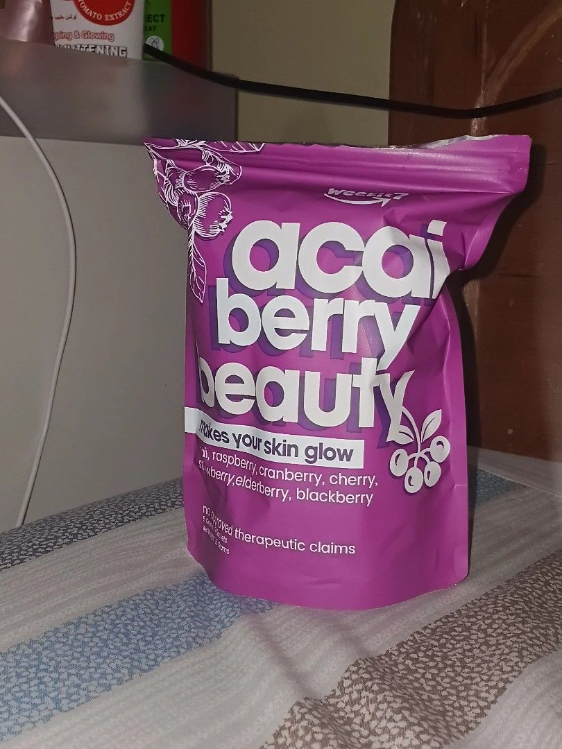 2 pack of Acai Berry (Category: Beverages) located in Cebu City. Submitted by aky_deee (Listing ID 1415583792, Image 2). Description: 🍀2 pack of Acai Berry + 4 free packets 🍀I stopped drinking since it makes me go to the toilet every morning. Effectivity: Less bloated but kindly buy at your own risk. 🍀Bought from blue app.