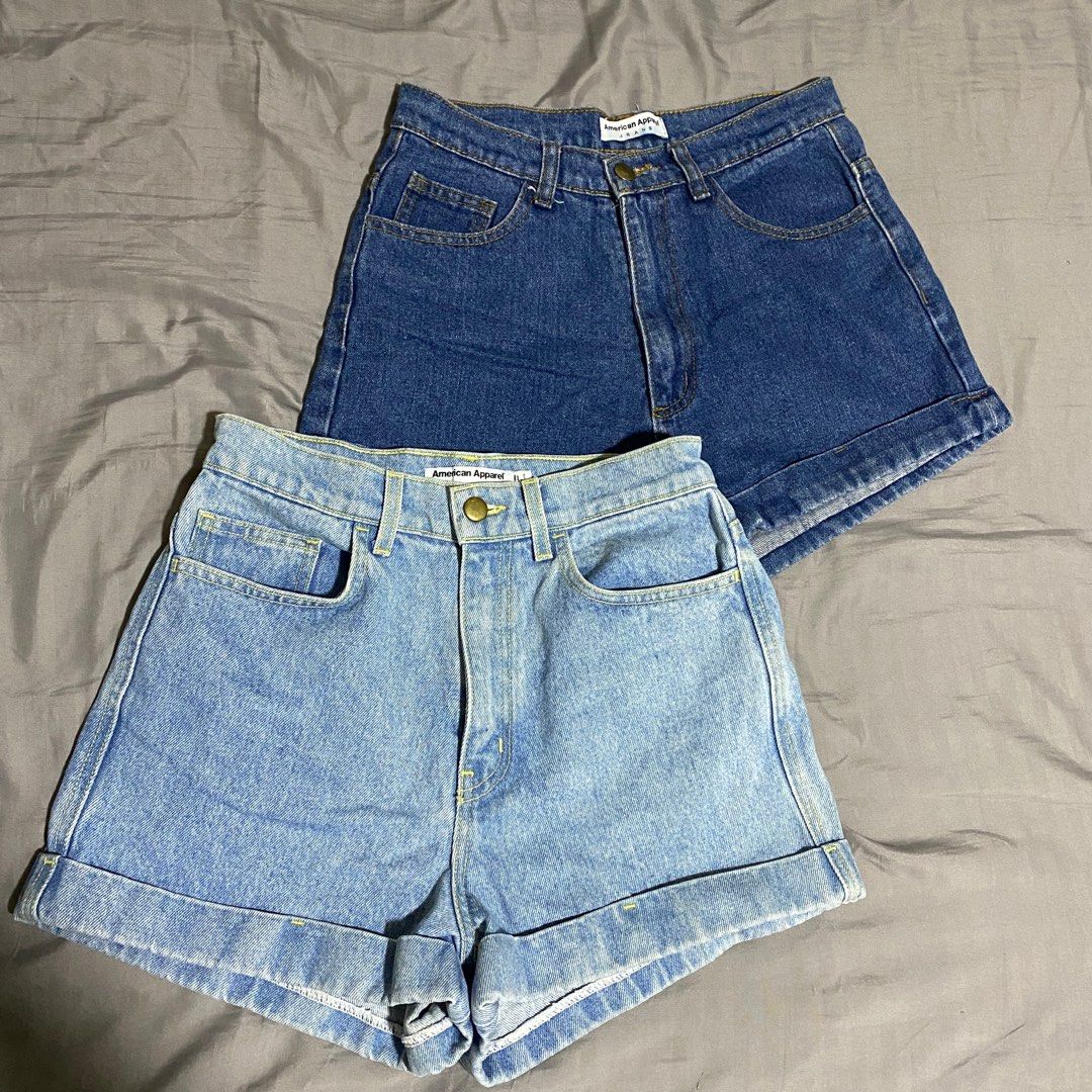 American Apparel Denim Shorts (Category: Shorts) located in Caloocan City. Submitted by j_bianca (Listing ID 1415585633, Image 3). Description: DARK BLUE AVAIL LIGHT BLUE SOLD ❌ - doesn’t fit me anymore. :( hard to let go huhu - size 27 inches via tape measure - hard denim, not stretchable - shipping: lalamove & j&t .