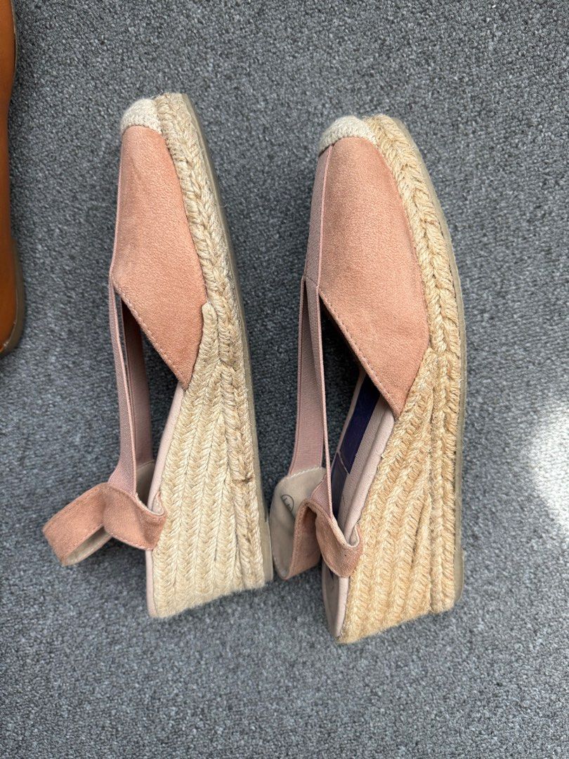 Benavente Espadrille Wedges - Size 41 (Category: Wedges) located in Makati City. Submitted by minervadm (Listing ID 1415450886, Image 3). Description: - Blush pink suede upper - Woven jute sole - Elastic strap for secure fit - Slingback design - Size 41 - Some wear on soles, but sandals look fine save for very minor wear and tear Bought this from Seville, Spain. Worn a few times thereafter. Wedge is comfy even if a bit high. Priced low to sell. R