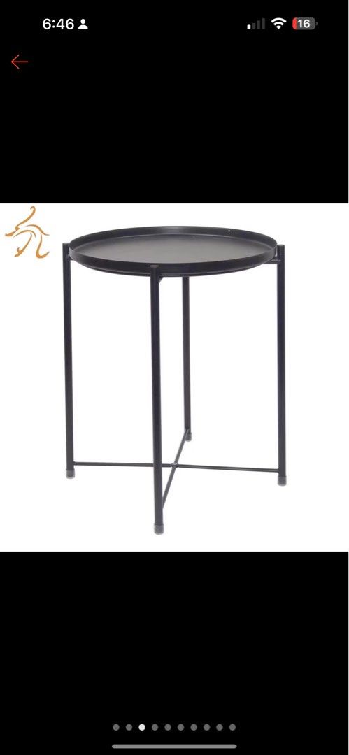 Black Metal Round Side Table 2-layer (Category: Tables & Sets) located in Taguig. Submitted by lifestyledeclutter (Listing ID 1415542789, Image 1). Description: - Black metal side table - Round top - Lower shelf for storage - Sturdy frame - Minimalist design - Ideal for drinks, books, or decor - Versatile for any living space.