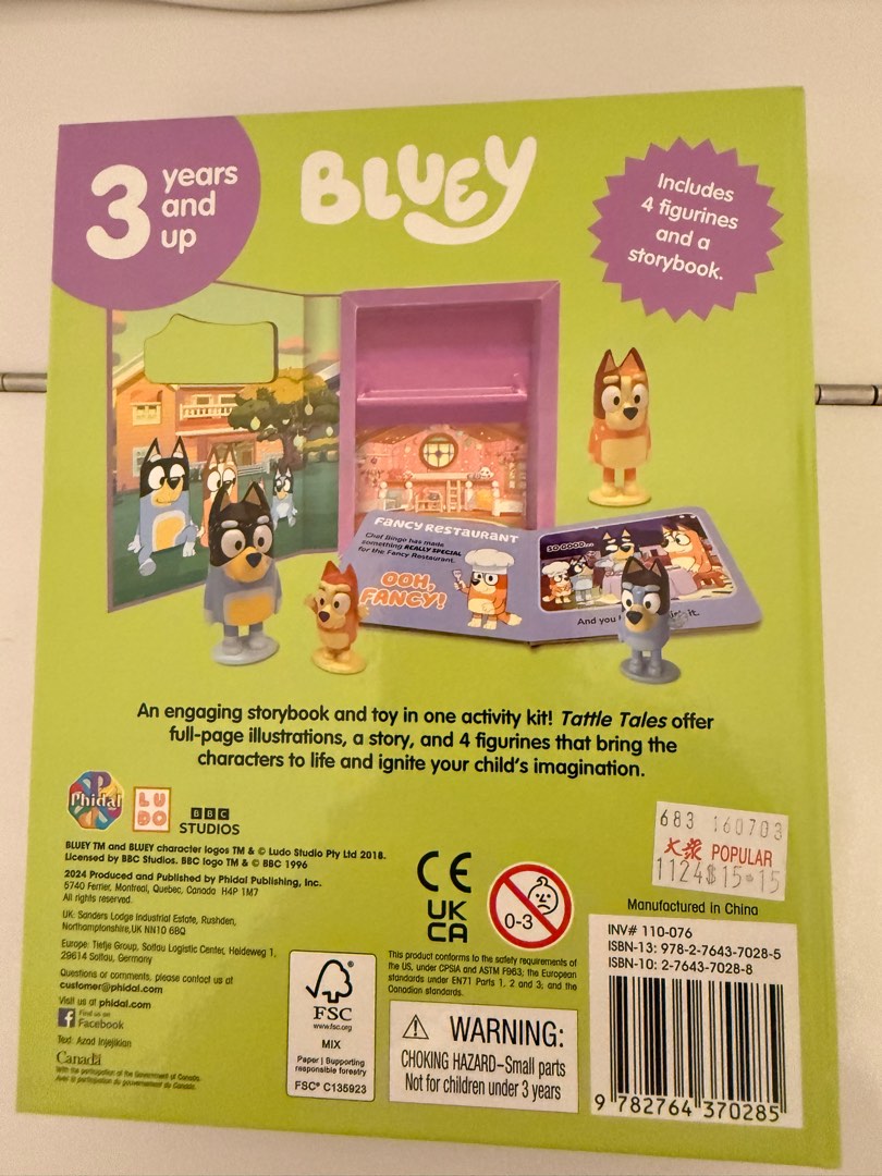 Bluey Tattle Tales Storybook Set with Figurines, Hobbies & Toys,