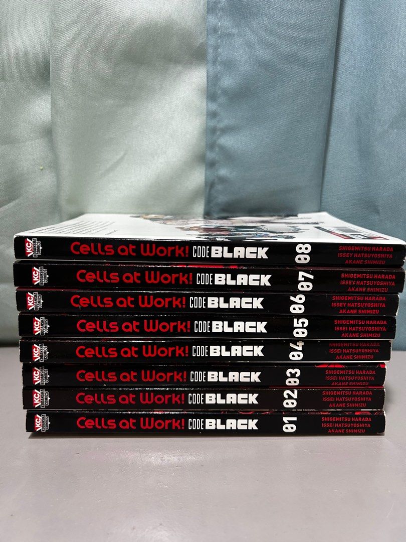 Cells at Work! CODE BLACK Vol. 1–8 (Complete Set) (Category: Comics & Manga) located in Dumaguete. Submitted by bunchings.books (Listing ID 1415550911, Image 1). Description: 📚 Cells at Work! CODE BLACK Vol. 1–8 (Complete Set) 🩸 Kodansha Comics | English | 18+ ✨ Details • Complete set: Volumes 1 to 8 • Lightly used, all pages intact • No tears, no missing pages • Spines and covers in good condition 📌 Condition note • Some natural yellowing on 