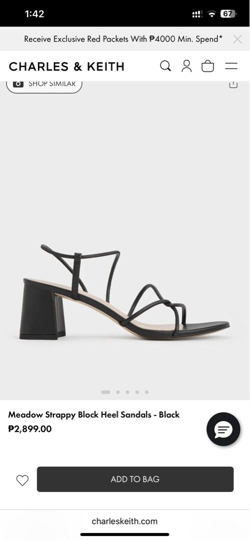 Charles & Keith Meadow Block Strappy Sandals (Category: Sandals) located in Rizal. Submitted by okcath (Listing ID 1415483351, Image 1). Description: - Charles & Keith black strappy sandals - Size 37 - Block heel design - Delicate straps - Comes with original box - Ready to wear.