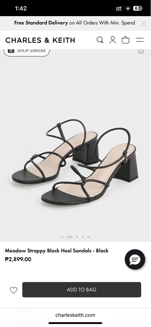 Charles & Keith Meadow Block Strappy Sandals (Category: Sandals) located in Rizal. Submitted by okcath (Listing ID 1415483351, Image 2). Description: - Charles & Keith black strappy sandals - Size 37 - Block heel design - Delicate straps - Comes with original box - Ready to wear.