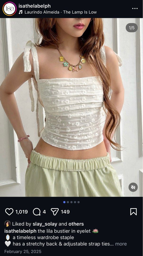Isa the Label Lila Bustier in Eyelet (Category: Sleeveless) located in Manila. Submitted by beabashoobee (Listing ID 1415466947, Image 2). Description: - S on tag but fits XS - lightweight fabric - bought for 1.2k - rfs: not my style anymore.