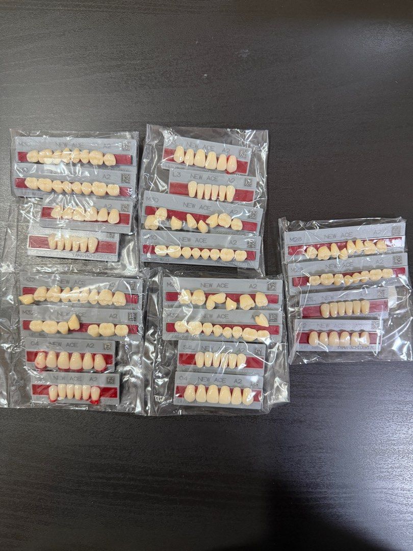 New Ace Pontic Teeth Set (Category: Medical Supplies & Tools) located in Paranaque City. Submitted by skyblanc (Listing ID 1415497318, Image 1). Description: - New Ace pontic - A2 shade - Each set sealed in original packaging - Price: PHP 220.00 per set O3 L3 M30 (2pcs) O4 S4L M32 (2pcs) O2 S3L M28 (1pc) Take all for 1k.