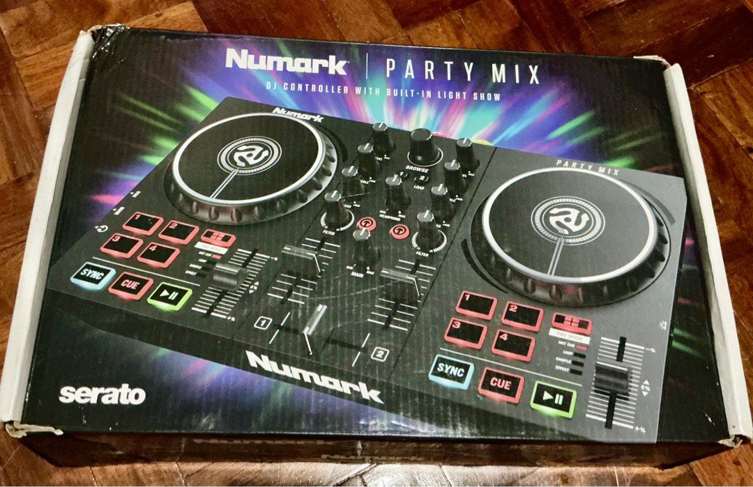 Numark Party Mix 2 DJ Controller (Category: Other Audio Equipment) located in Quezon City. Submitted by marydominique29 (Listing ID 1415599185, Image 1). Description: - Numark Party Mix DJ controller - Built-in light show - Includes Serato DJ software - Two decks - Browse controls and effects - Comes with USB cable - Original packaging included.