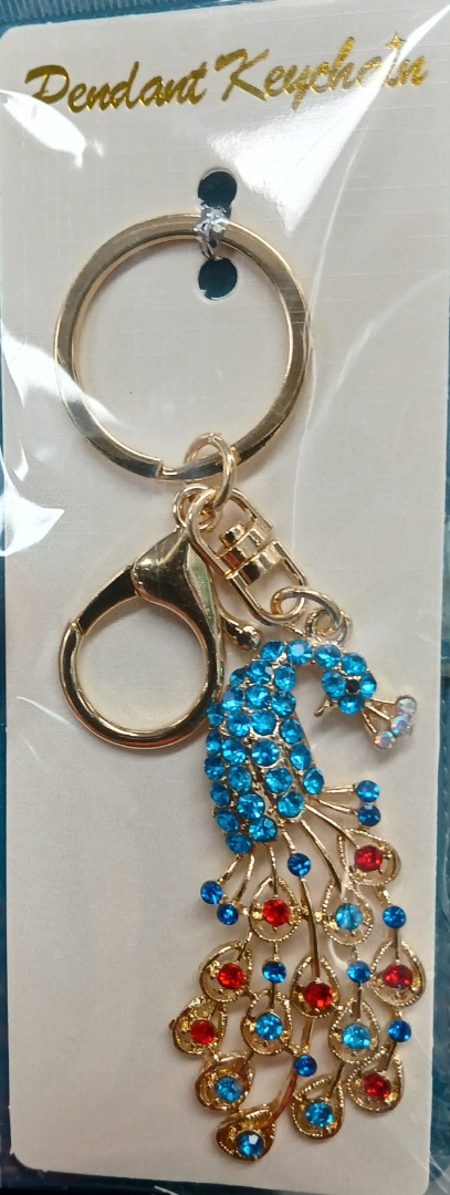 Peacock Keychain with Rhinestones, Hobbies & Toys, Stationery & Craft ...