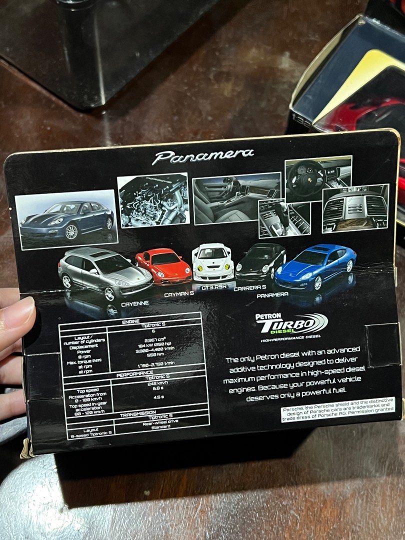 Petron Porsche Panamera 1:32 Scale (Category: Vehicle & Diecast Models) located in Quezon City. Submitted by lloydmagentano (Listing ID 1415572496, Image 2). Description: - Petron Porsche Panamera toy car - 1:32 scale model - Blue color - Includes original box.