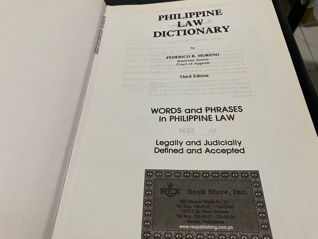 Philippine Law Dictionary Hardbound (Category: Textbooks) located in Mandaluyong City. Submitted by jd2022 (Listing ID 1415623399, Image 3). Description: 1 Hardbound Philippine Law Dictionary, precise explanation, 2 inches thick 1 Softbound Philippine Law Dictionary, 1 inch thick 0917 639 2999 Both almost brand new condition. .