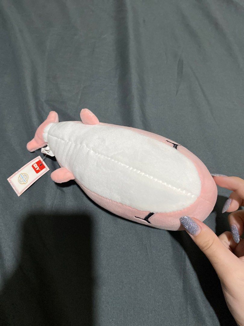 Pink Whale Plush Toy (Category: Plushies & Soft Toys) located in Manila. Submitted by ctrlfreakk (Listing ID 1415579308, Image 2). Description: - Adorable pink whale plush toy - Cute face with black eyes and small mouth - White belly - Includes a MR DIY tag - Soft and huggable - Great for cuddling or decoration MOP: Gcash (Preffered) MOD: Lalamove / GGX RFS: Need funds for tuition. Decluttering. LOC: Quezon City Same day delivery. SF to be should