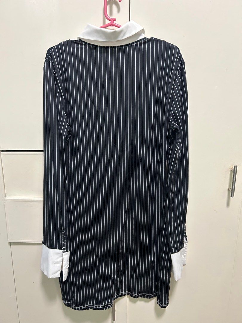 Pinstripe Dress with White Collar (Category: Dresses) located in Tanauan. Submitted by zelraileen (Listing ID 1415540371, Image 3). Description: W 28 L 33 no flaws.