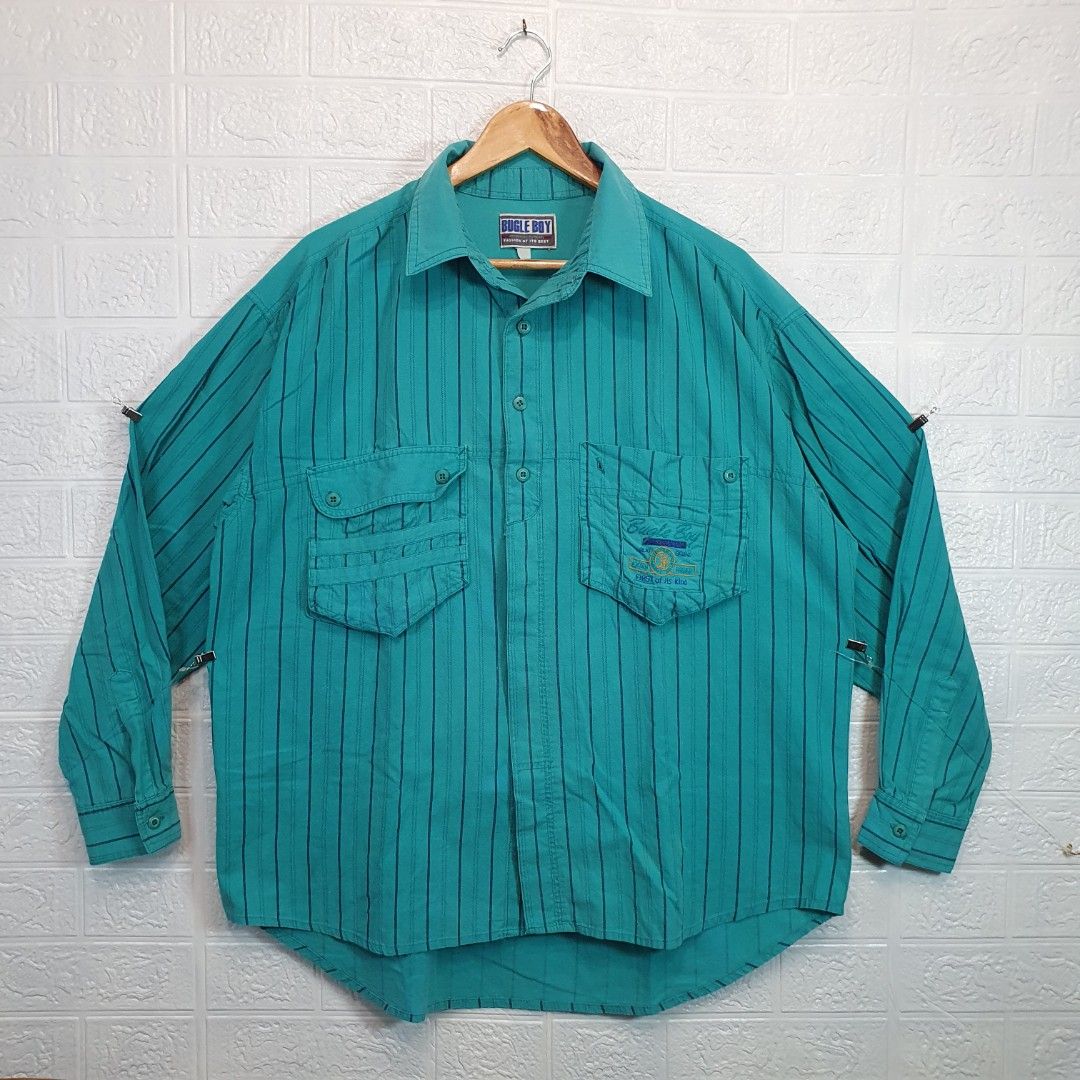 Vintage 90's Bugle Boy striped longsleeve (Category: Coats, Jackets and Outerwear) located in Bagabag. Submitted by adg.thriftstuff (Listing ID 1415608066, Image 1). Description: -can fit Large to XL body frame.