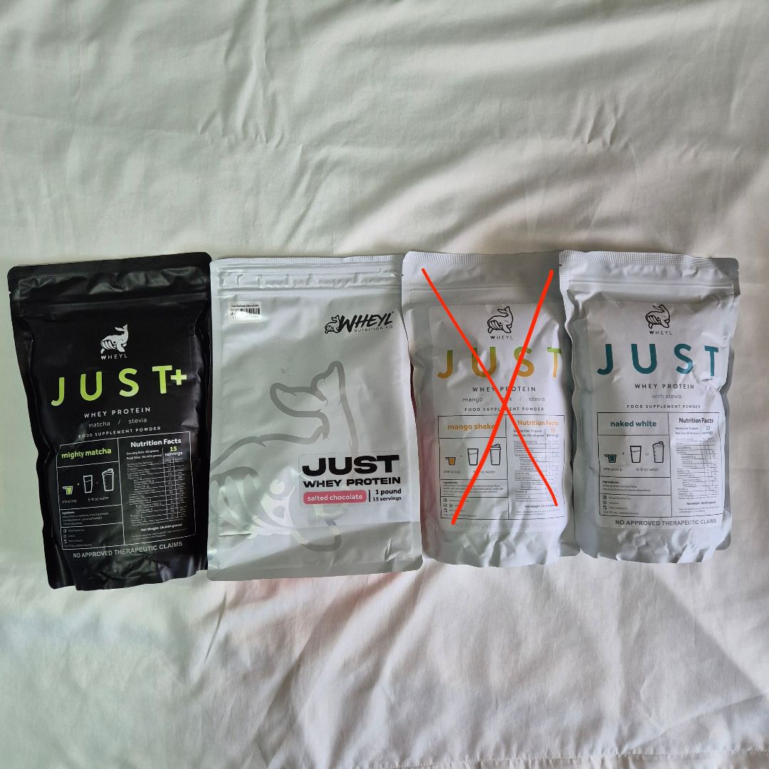 Wheyl JUST Whey Protein Powder 1 lb (Category: Sports & Fitness Nutrition) located in Makati City. Submitted by raceday.rdy (Listing ID 1415579337, Image 3). Description: Wheyl JUST Whey Protein Brand new, sealed 1 lb = 15 servings - ₱ 1099 each: Salted Chocolate, Naked White, Clean Caramel, Strawberry Milk.