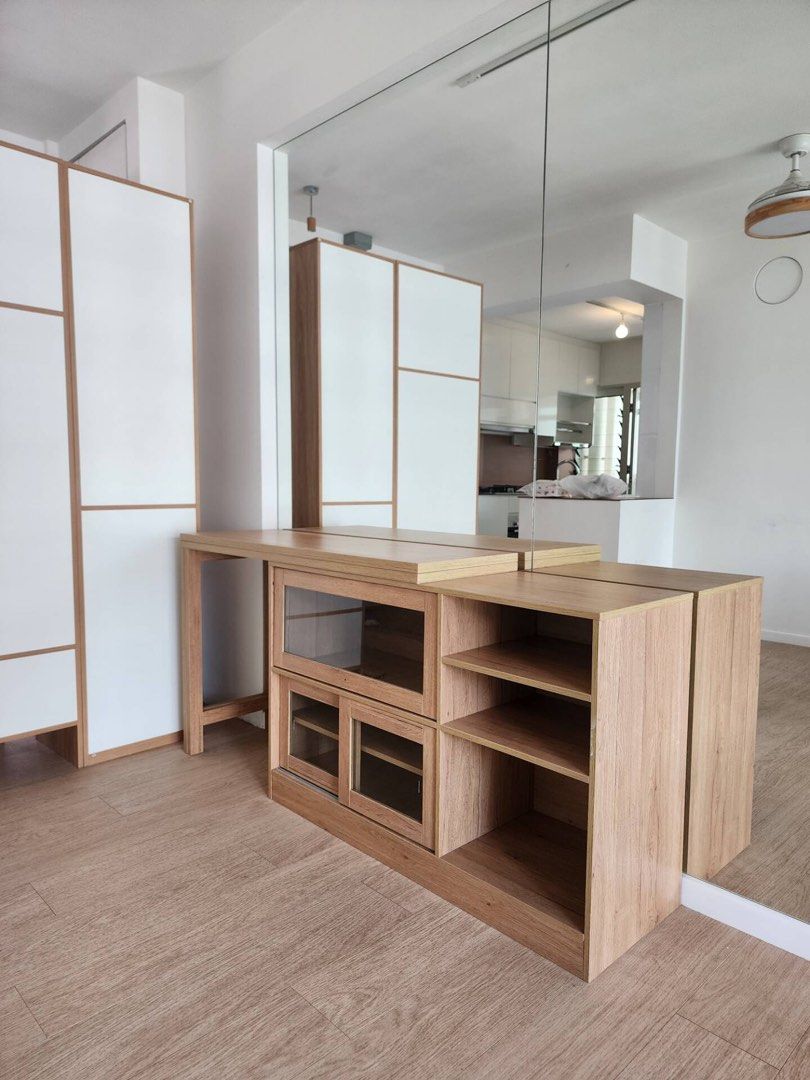 Multi-purpose Wooden Cabinet with Office Table / Bar Table / Dining ...