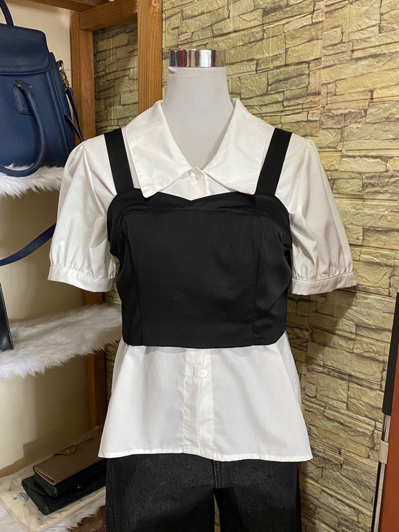 2-in-1 Black and White Layered Top (Category: Blouses) located in Manila. Submitted by anneeem (Listing ID 1415655600, Image 2). Description: Can be worn separately..