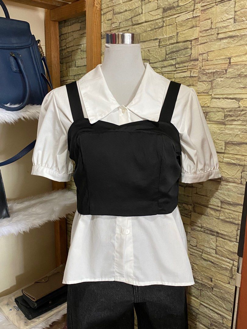 2-in-1 Black and White Layered Top (Category: Blouses) located in Manila. Submitted by anneeem (Listing ID 1415655600, Image 1). Description: Can be worn separately..