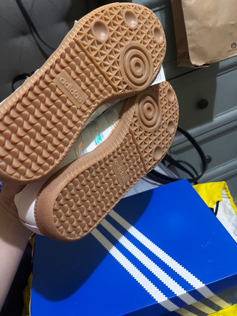 Adidas Samba OG J Sneakers (Category: Sneakers) located in Paranaque City. Submitted by maineshar19 (Listing ID 1415805117, Image 3). Description: - Adidas Samba OG J sneakers - White with iridescent stripes - Suede toe cap - Gum sole - New with tags - Size: UK 4.5 / US 4 / EU 36 2/3 / JP 230-225 - Includes original box.