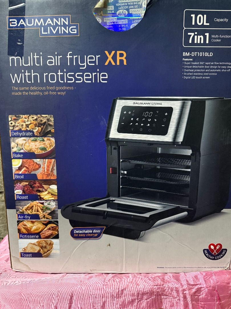 Baumann Multi Air Fryer XR (Category: Fryers) located in Antipolo. Submitted by bryan_james16 (Listing ID 1415766017, Image 3). Description: 【 Baumann Multi Air Fryer XR 】 📱 Specifications Model: BM-DT1010LD Max Capacity: 10 L Features: 7 in 1 Multi-Function Cooker, Rotisserie 🚢 Shipping Can do shipping. Buyer will shoulder the shipping fee. 🗒️ Note Slightly used. Original box included. .