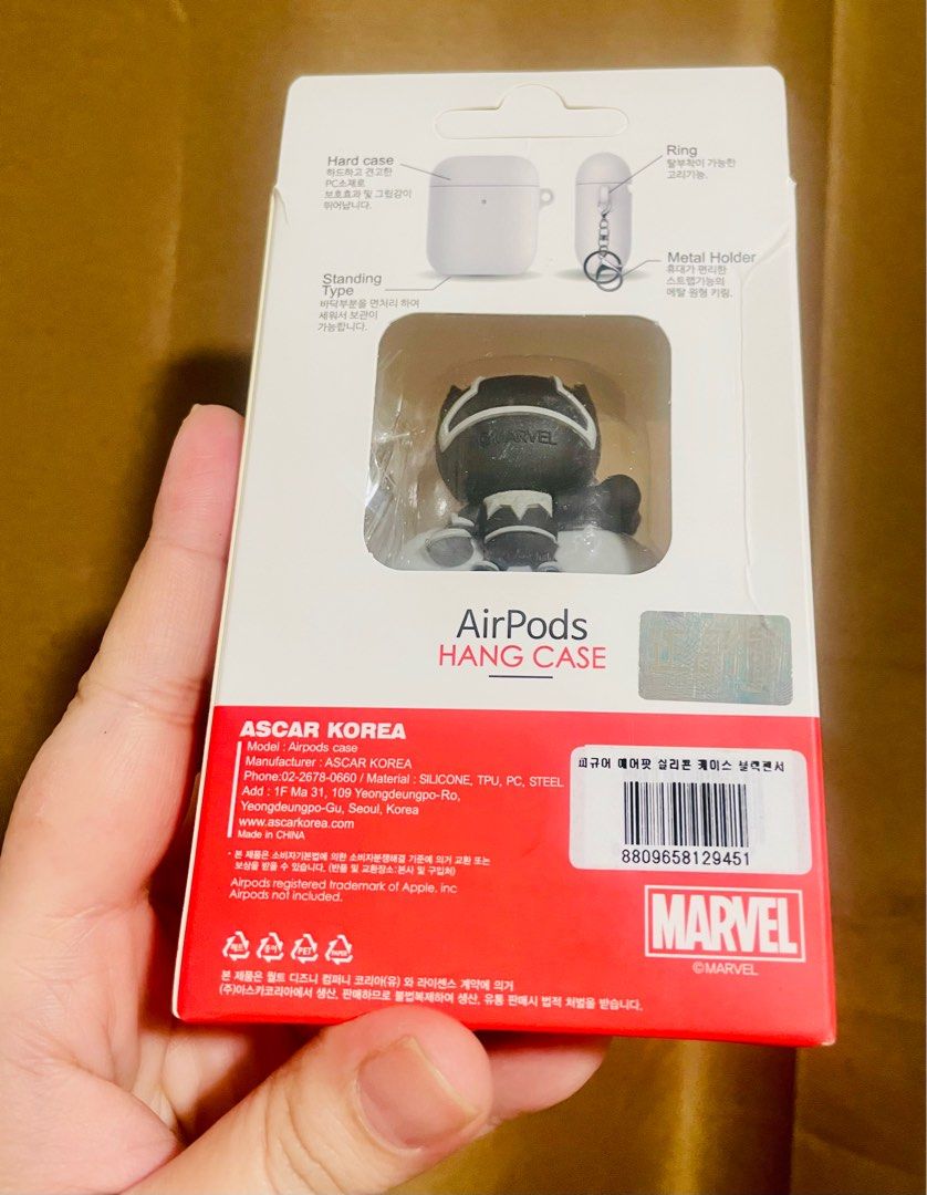 Black Panther AirPods Case 1/2 (Category: Portable Audio Accessories) located in San Juan City. Submitted by niqclassythrift (Listing ID 1415634295, Image 2). Description: Marvel For Airpods 1/2 Black Panther Case.