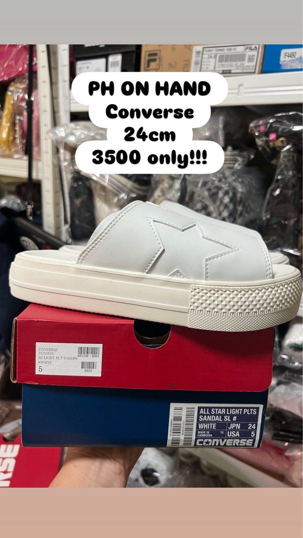 Converse White Slides (Category: Slippers and slides) located in Tarlac. Submitted by declutter_queen_e (Listing ID 1415730943, Image 1). Description: .