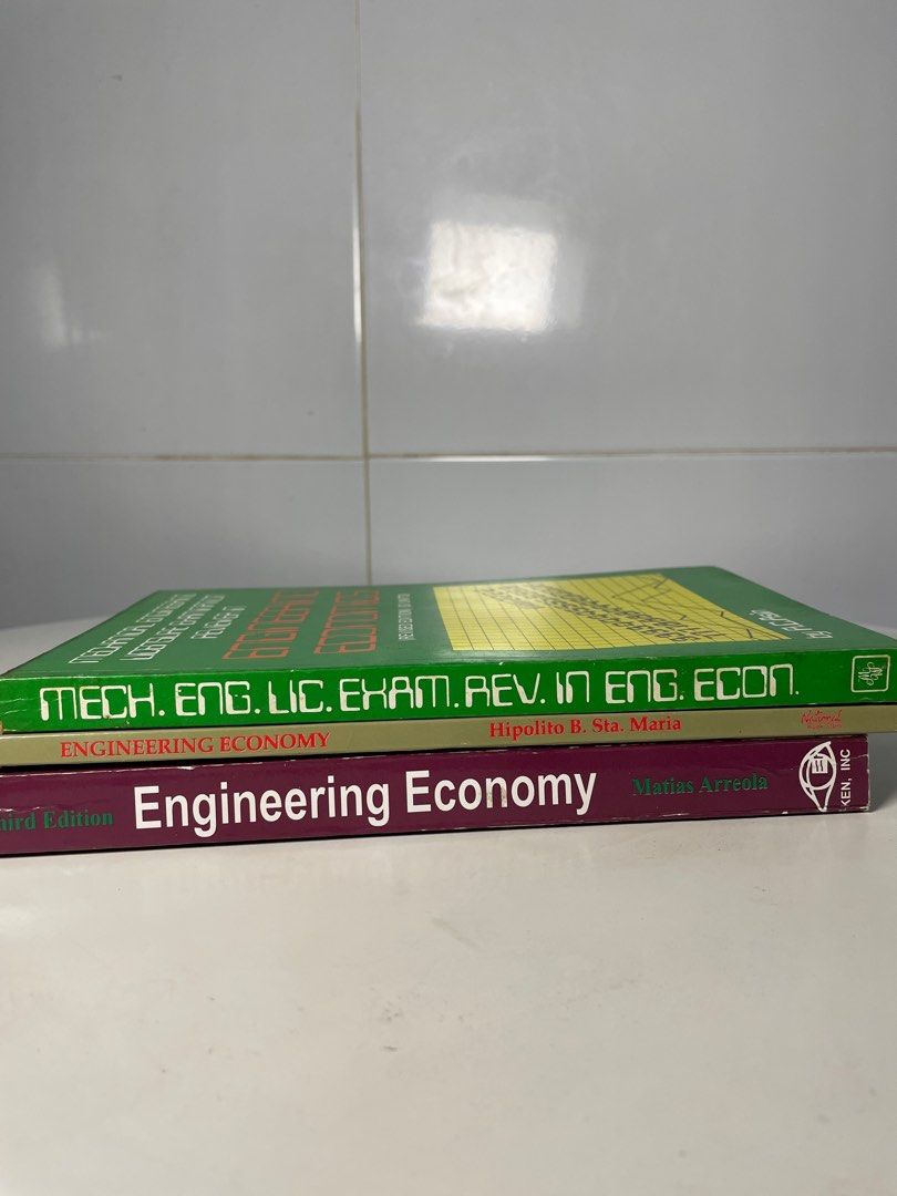 Engineering Economics Books (3pcs.) (Category: Textbooks) located in Batangas. Submitted by adadriann (Listing ID 1415779541, Image 2). Description: Selling these Engineering Economy books as a bundle only. All were used during my Mechanical Engineering course and were very helpful for Engineering Economy subjects, problem-solving, and board exam review. 📚 Included in the bundle: 1. Mechanical Engineering Licensure Examination Reviewer in Engine