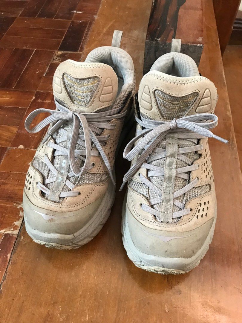 Hoka One One Tor Ultra Low EG (Category: Sneakers) located in Batangas. Submitted by thbgbrr (Listing ID 1415688203, Image 1). Description: - Hoka One One Tor Ultra Low EG shoes - Grey colorway - Vibram soles - Size: US 9.5, UK 8.5, EUR 42 - Perforated design - Includes original laces - Signs of wear on soles and uppers.