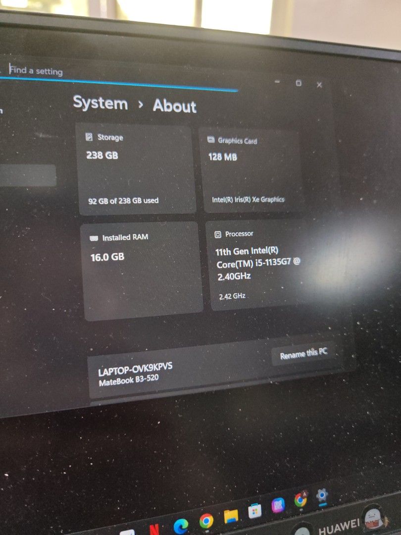Huawei Matebook D15 (Category: Laptops & Notebooks) located in Manila. Submitted by fromangee (Listing ID 1415703299, Image 3). Description: Huawei laptop D15 comes with charger all working except trackpad, can be used with mouse.