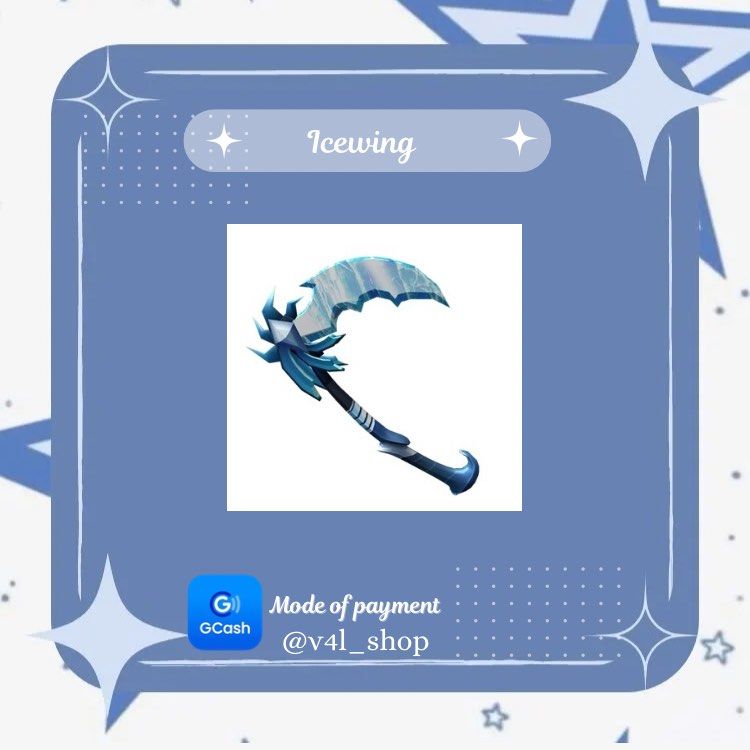 Icewing | Mm2 | Roblox (Category: In-Game Products) located in Manila. Submitted by v4l_shop (Listing ID 1415639981, Image 1). Description: Kindly payment first is required, and you receive the item immediately! 📌 Do send a screenshot of the receipt as proof that you sent the money, once the payment is confirmed provide your username so that i can add you. Our Process: 1. After you made an offer in the listing proceed to send me a message. 2. Se