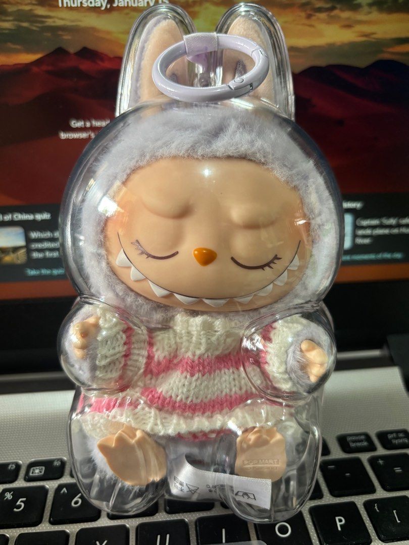 Labubu monster Zizi Popmart (Category: Designer & Blind Box Toys) located in Las Pinas. Submitted by declutter0808 (Listing ID 1415662848, Image 2). Description: Labubu monster Zizi As is po siya, with accessories, card, acrylic case Declutter some stuffs .