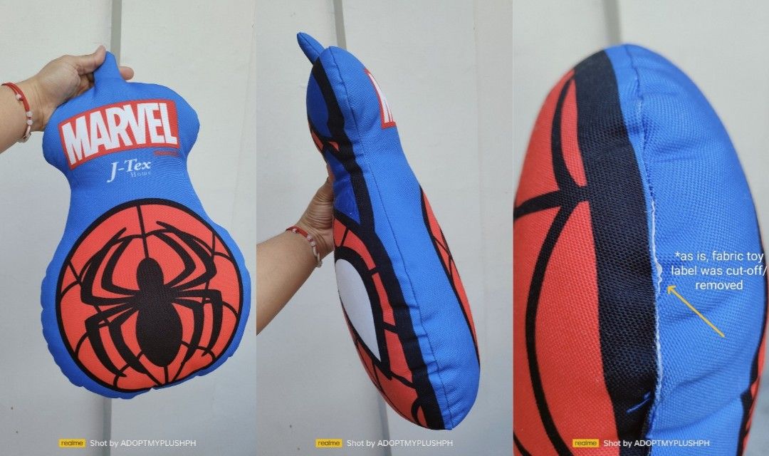 Marvel Avengers| Spider-Man plush assortment (Category: Plushies & Soft Toys) located in Taguig. Submitted by adopt.my.plush.ph (Listing ID 1415816172, Image 3). Description: ‼️MUST READ 👇👇👇👇 16" Upside down Spidey - 190.00 *cushion/throw pillow 18" Giga Jumbo Dome - 490.00 *plush cushion w/ papertag ____ 10" plush figure - 160.00 !SOLD! w/ paper tag ‼️Photos have been uploaded for your reference. Kindly make sure to review them ALL before se