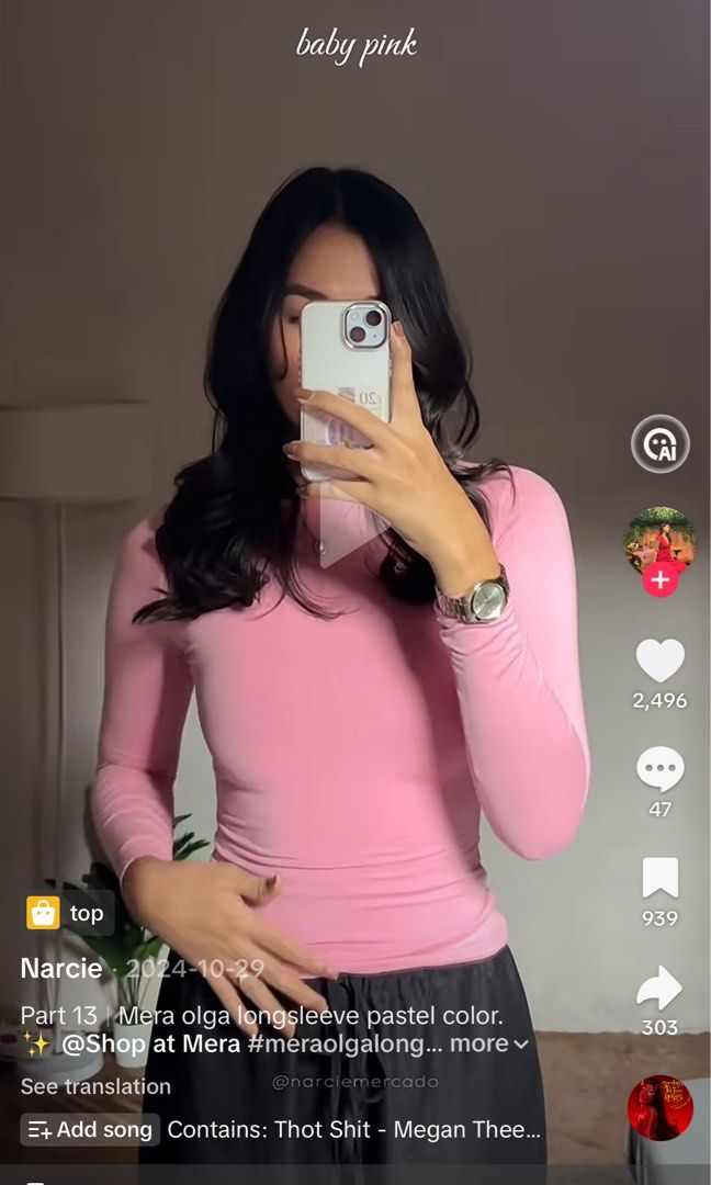 MERA Olga Pink Longsleeves Top (Category: Longsleeves) located in Rizal. Submitted by es1ng (Listing ID 1415729995, Image 3). Description: used once only.