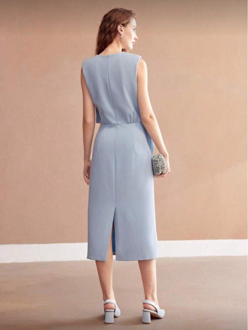 MOTF PREMIUM DRAPED SIDE SLEEVELESS DRESS (Category: Dresses) located in Manila. Submitted by _byelle (Listing ID 1415656247, Image 2). Description: ~ used once! ~ free brooch 🙂 Can send actual photos :) dm! MOP: GCASH MOD: J&T.