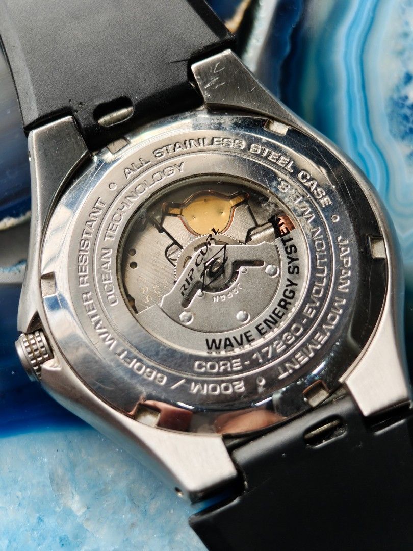 Ripcurl Core Evolution Wave energy System Sports Watch (Category: Men's Watches) located in Quezon City. Submitted by timecheckph (Listing ID 1415669938, Image 3). Description: FOR SALE: Ripcurl Core Evolution Wave energy System Sports Watch PRICE: 5,000 Reference 1723 42mm case size ​316L Marine-Grade Stainless Steel: The case is forged from high-quality surgical steel, which is highly resistant to saltwater corrosion—a must for a watch intended