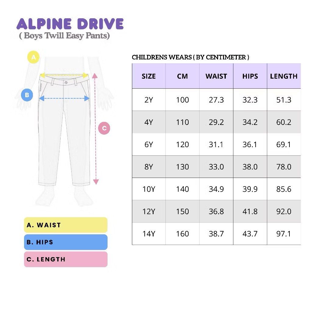 Robby Rabbit Alpine Drive Boys Twill Easy Pants (Category: Babies & Kids Fashion) located in Maribojoc. Submitted by chawbello (Listing ID 1415791732, Image 3). Description: - Alpine Drive boys' twill easy pants - Color: Black - Condition: like new never been used - bought it for 1000 pesos - Closure: Button and zipper - Sizes: 14Y (See size chart for measurements) - Features front and back pockets.