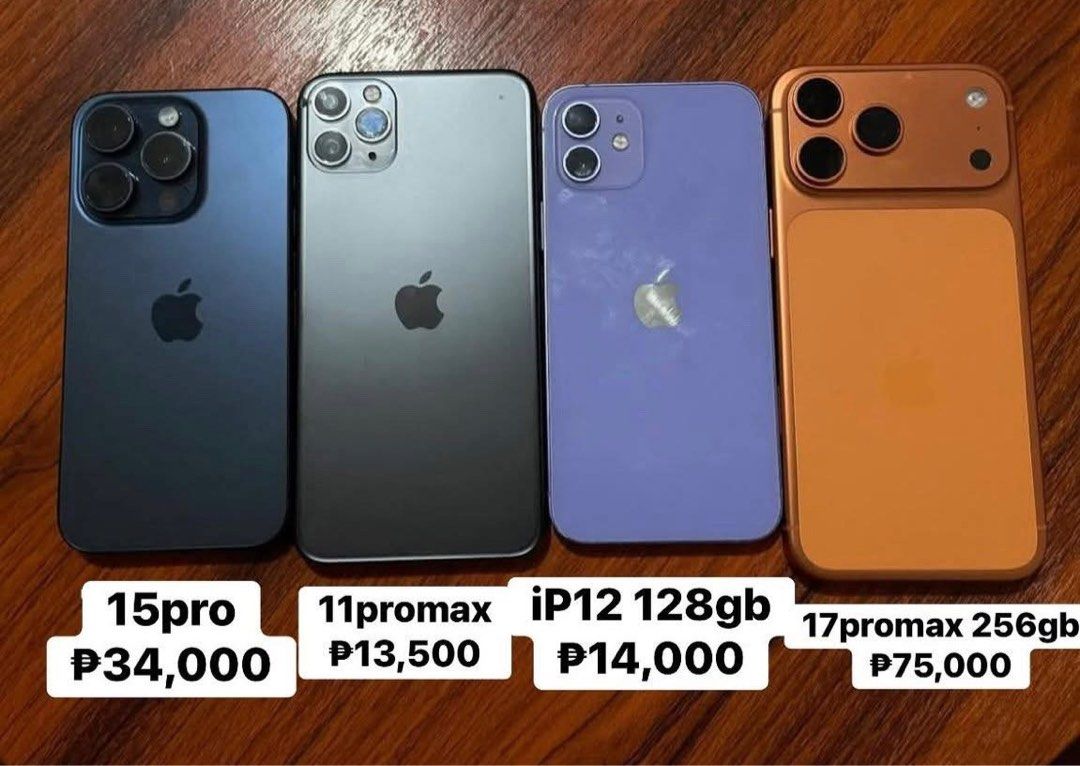 Rush sale! Iphone units, 11,12,16 & 17 (Category: iPhone 17 Series) located in Manila. Submitted by tjescanilla0308 (Listing ID 1415712068, Image 1). Description: Rush sale!!! Iphone163 256gb - 29k Iphone15pro - 34k Iphone11promax - 13500 Iphone12 128gb - 14k Iphone17promax 256gb - 75k.