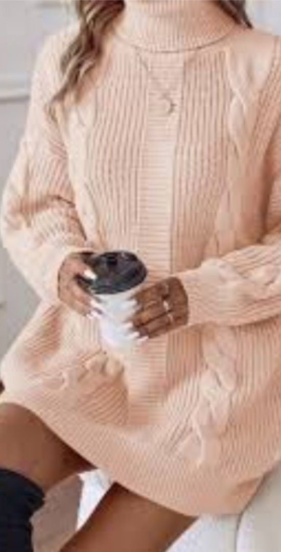 Shein Turtleneck Cable Knit Dress (new) (Category: Dresses) located in Taguig. Submitted by cwonlinestore (Listing ID 1415756040, Image 2). Description: - Shein cable knit mini dress - Features a turtleneck design - Long sleeves - Solid peach color - Size: M-L - Perfect for casual wear please send the following details ; (shipping: J&T/lalamove) name: address: number: mop (gcash, security, unionbank):.