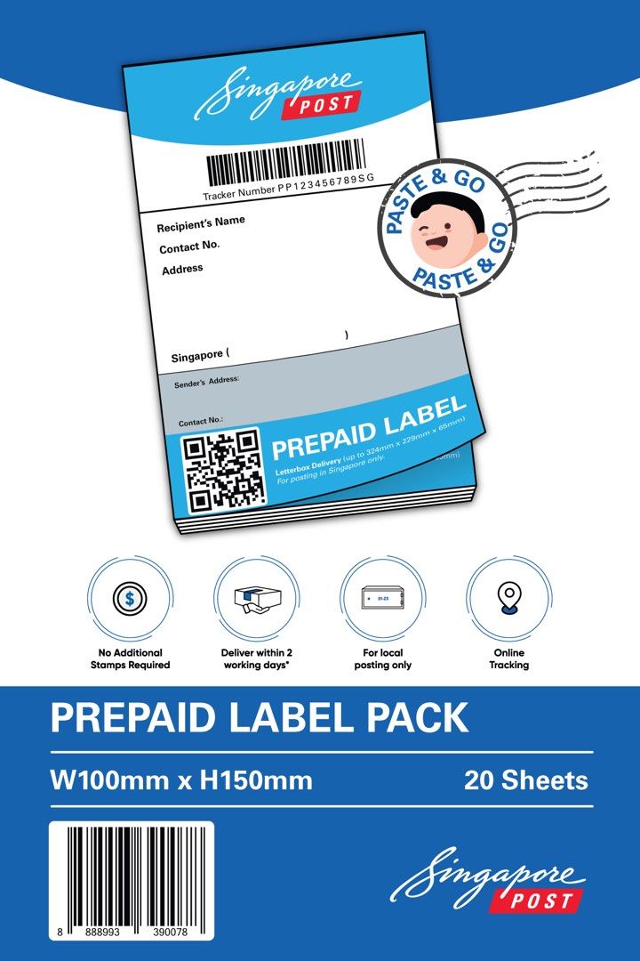 SINGPOST Trackable Tracking Number Tracked Letterbox Prepaid Label ...