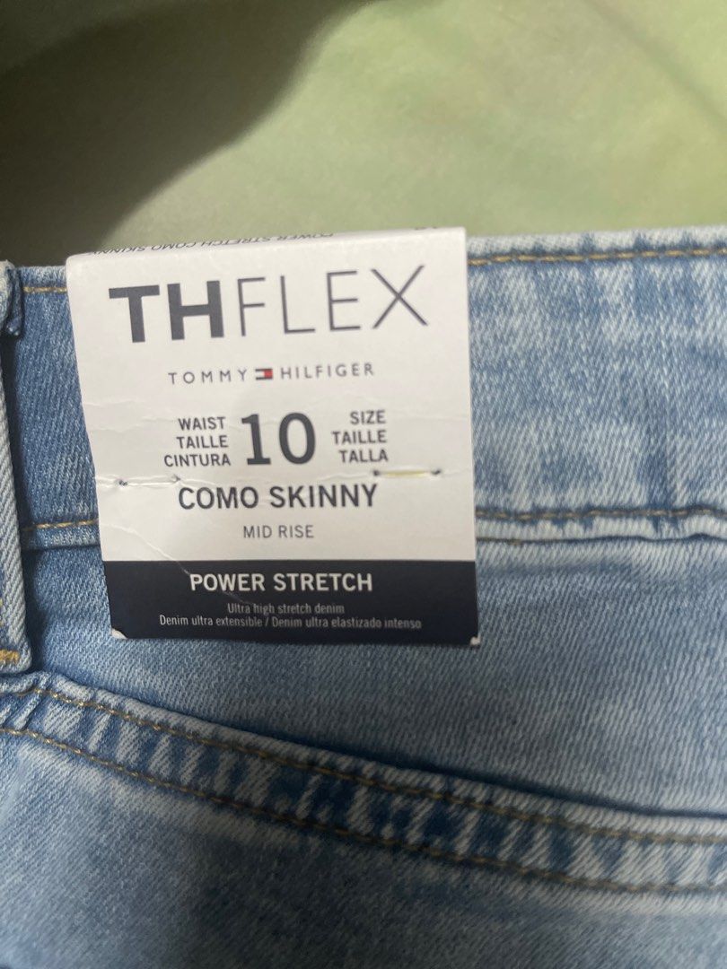 Tommy Hilfiger TH Flex Como Skinny Jeans (Category: Jeans) located in Manila. Submitted by jayne_02 (Listing ID 1415673342, Image 3). Description: - Tommy Hilfiger TH Flex Como Skinny Jeans - Light blue wash - Size: 10 - Mid-rise waist - Power stretch denim - Classic five-pocket design - Tommy Hilfiger logo on back pocket - Brand new with original tags.