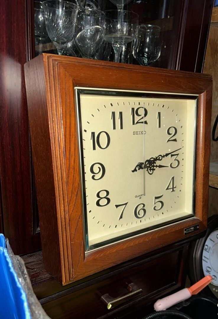 VINTAGE SEIKO HOURLY STRIKE ANALOG WALL CLOCK (Category: Clocks) located in Valenzuela. Submitted by gregferraren (Listing ID 1415685242, Image 3). Description: Approx 12/12" inch solid wood clock Hourly Westminster type chime Sure buyer may inquire charged real time 1 hour delivery or shipping nationwide upon confirming order thru preferred metrobank/ bdo/ gotyme bank/ maya bank payment channels..
