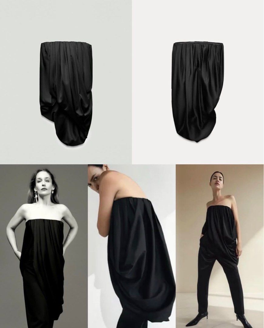 ZARA Voluminous Satin Tube Top (Category: Others Tops) located in Batac City. Submitted by decluoset (Listing ID 1415784314, Image 3). Description: ZARA Voluminous Satin Top Size L Heavy Satin Material, may corset siya sa loob so hindi siya possible na malaglag. Model Reference Size - S-Semi Med Bust - 36” Waistline - 27-28 Height - 5’2 ❌ STRICTLY NO JOY MINERS.
