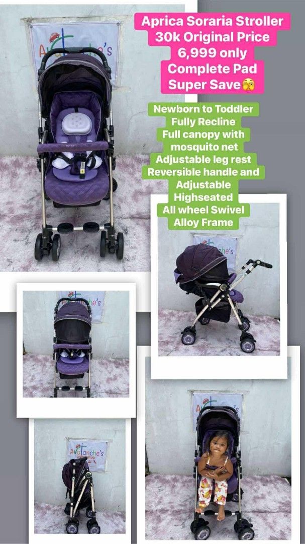 Aprica Soraria Stroller Purple (Category: Strollers) located in Caloocan City. Submitted by secondhandclosetph (Listing ID 1415946818, Image 2). Description: Rfs: got a new stroller as a gift.