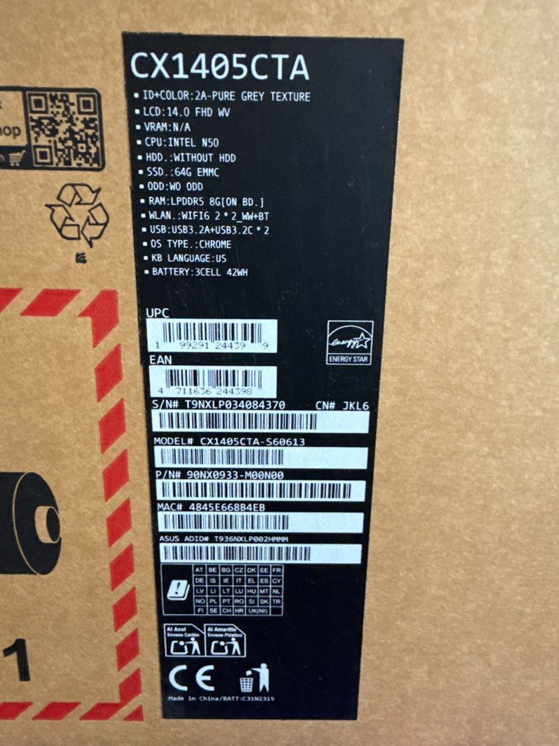 ASUS CX1405CTA Chromebook - Brand New